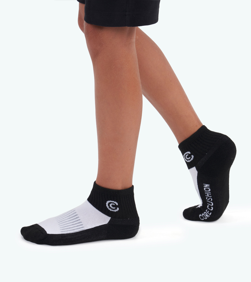 Everyday All Purpose Boys Socks - Medium US Shoe Size 9-2 - Six Pack - Black Quarter