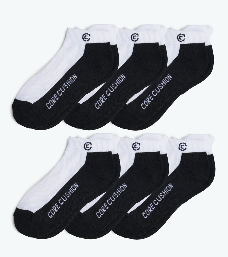 Everyday All Purpose Boys Socks - Large US Shoe Size 3-7 - Six Pairs - White Ankle