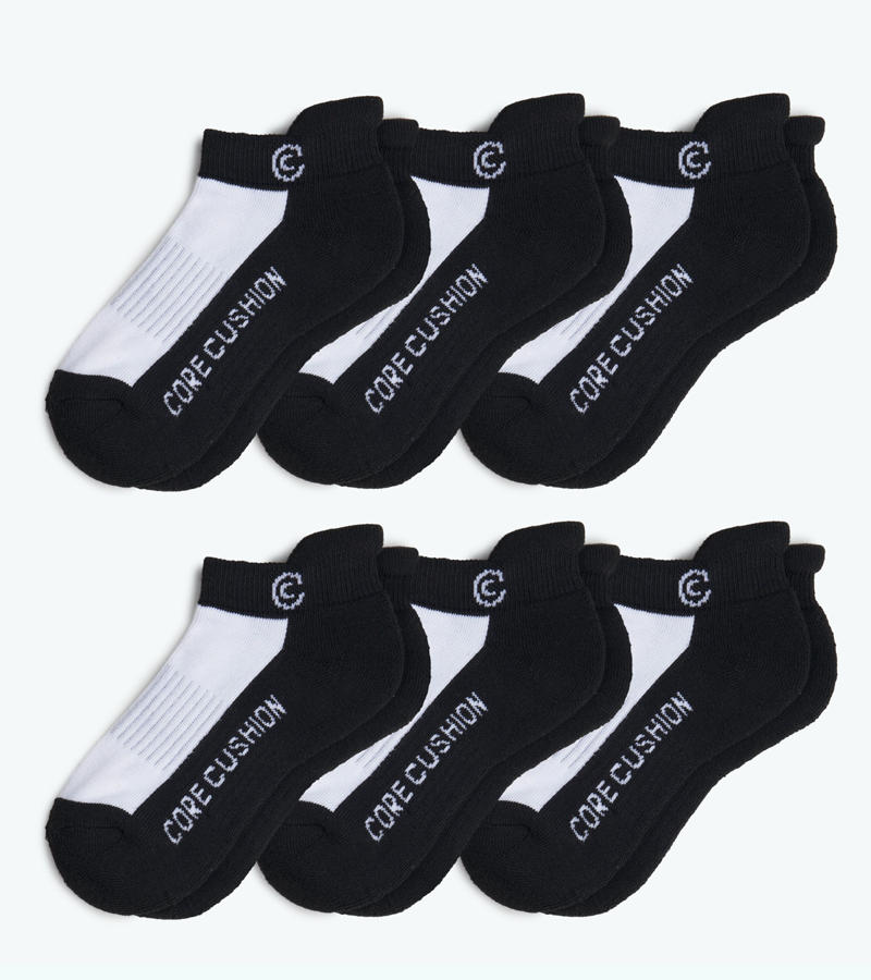 Everyday All Purpose Boys Socks - Medium US Shoe Size 9-2 - Six Pairs - Black Ankle