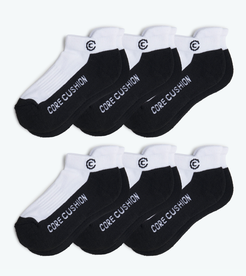 Everyday All Purpose Boys Socks - Small US Shoe Size 5-8 - Six Pairs - White Ankle